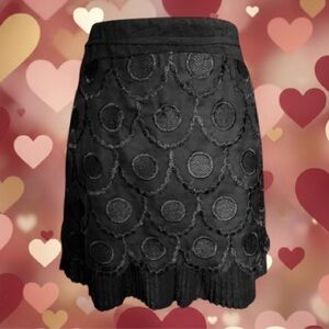 Ryu for Anthropologie NWT Black Large Back Bow Embellished Mini Skirt Size M